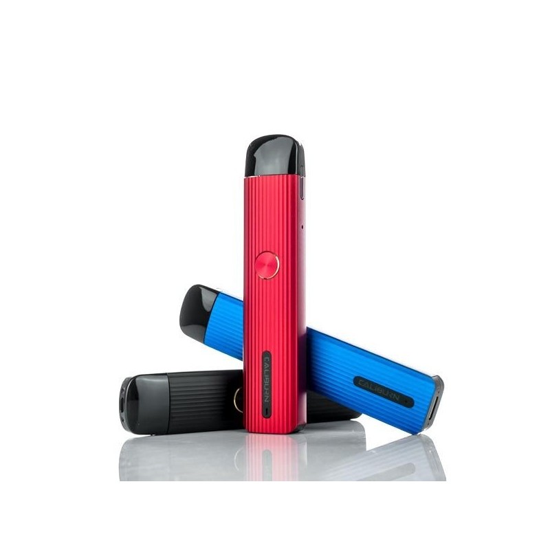 Uwell Caliburn G Pod Mod kırmızı, mavi ve siyah renk seçenekleri.