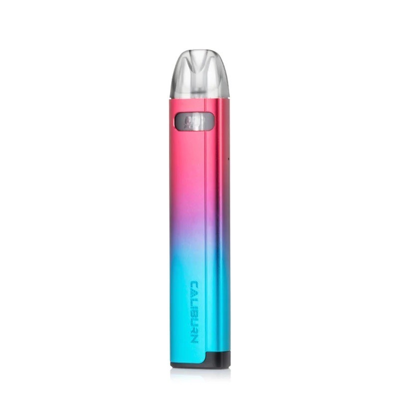 Uwell Caliburn A2S Pod cihazı pembe-mavi degrade renkli, kompakt pod sistem.