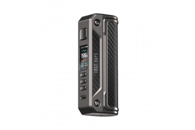 Lostvape Thelema Solo 100W Mod gri karbon fiber kaplama, dijital ekranlı.